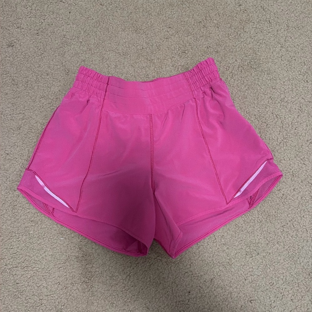 Worn once! Pink Lululemon running shorts size 6